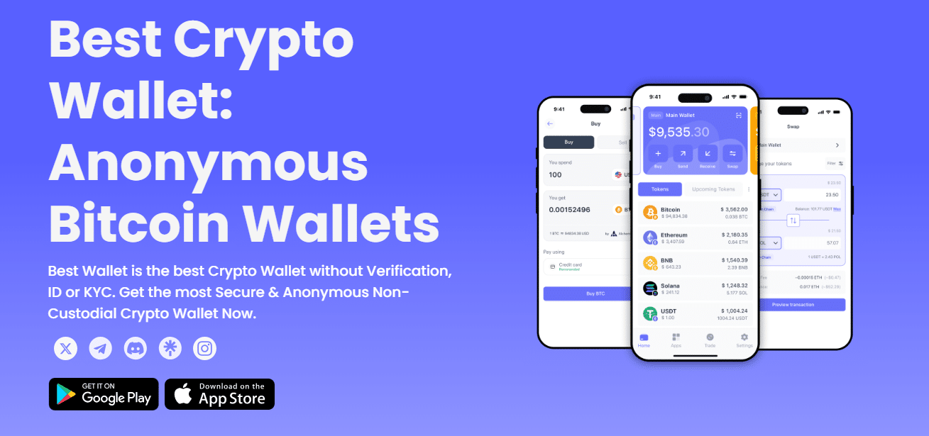 الصفحة الرئيسية لحفظة بيست واليت (Best Wallet)