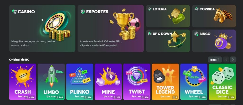 Jogos e apostas esportivas no Casino BC.Game disponível em Angola