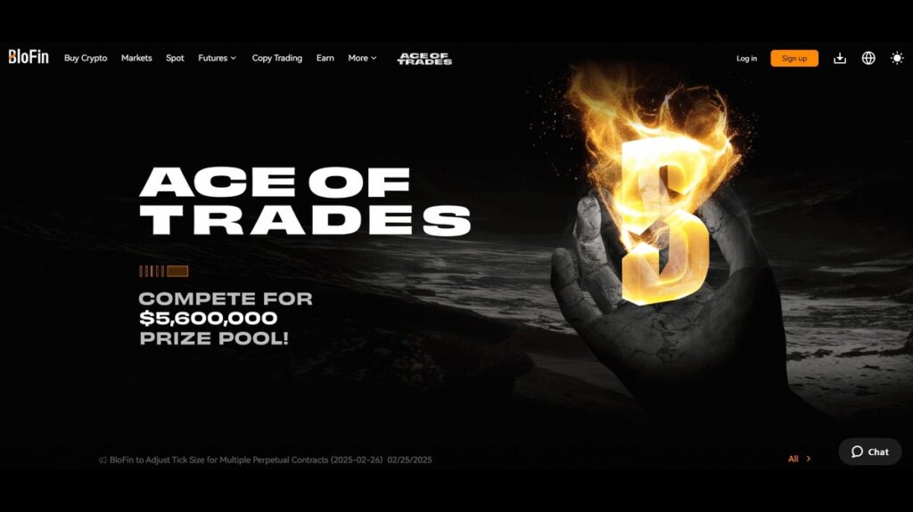 Imagem promocional do Ace of Trades, destacando a competição por um prêmio de 5.600.000 dólares, com elementos visuais impactantes e atraentes.