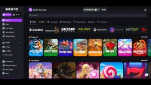 Tela inicial do CoinCasino, um dos cassinos com saques instantâneos