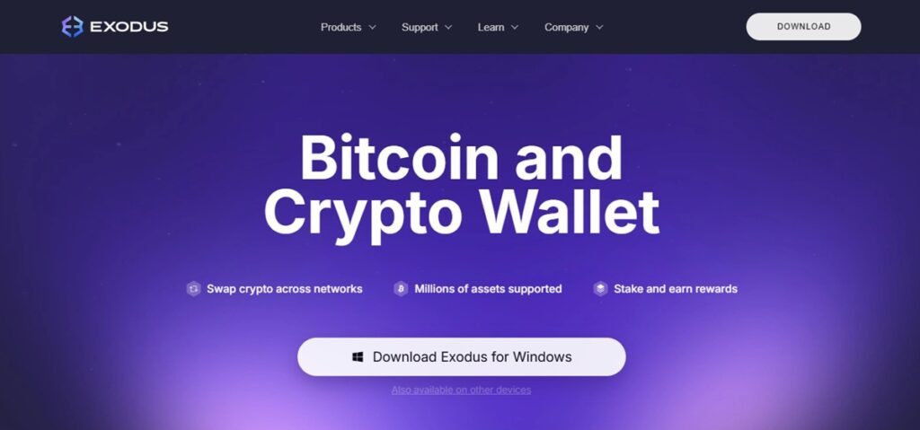 Exodus é uma wallet compatível com Solana