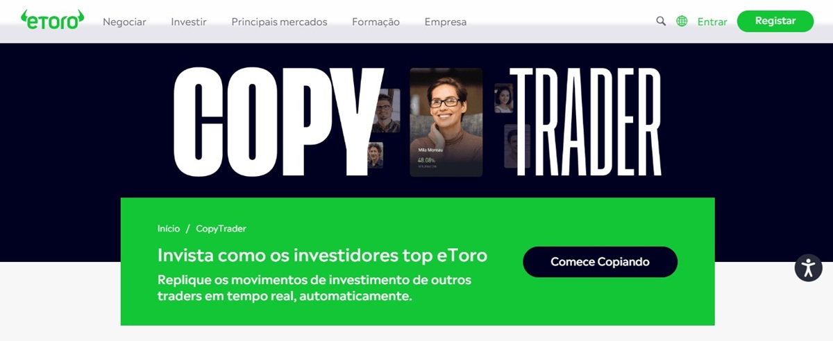 O Copy Trader é um dos recursos especiais da eToro