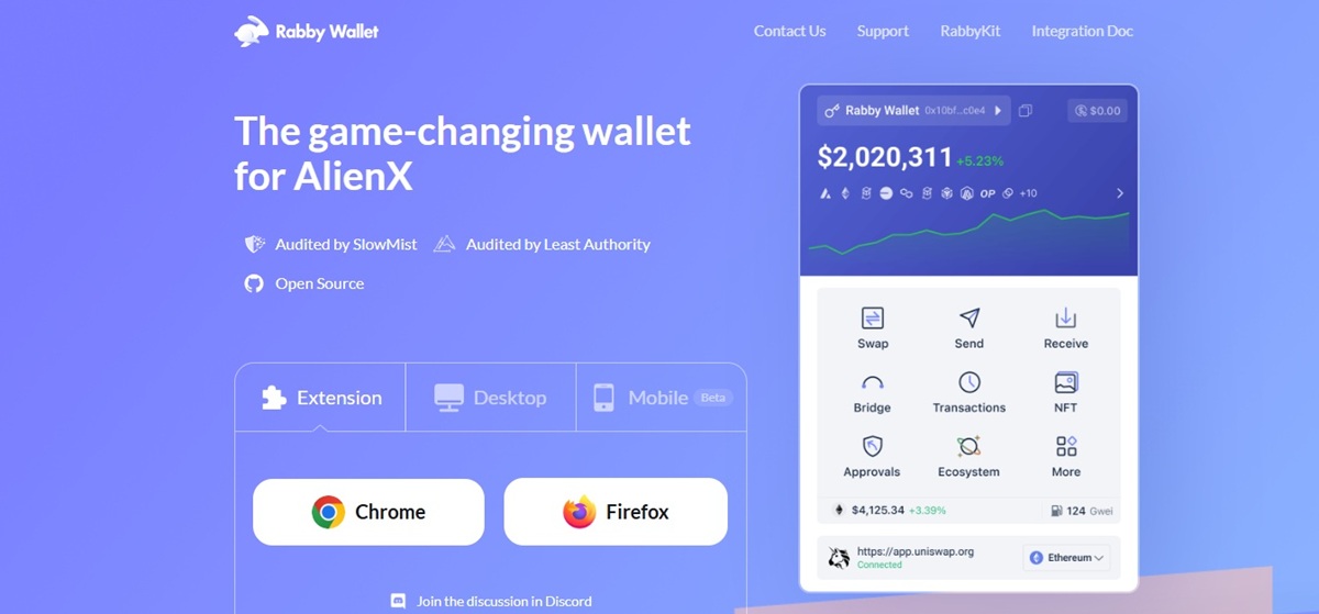 Rabby é uma wallet compatível com navegador, app desktop e mobile