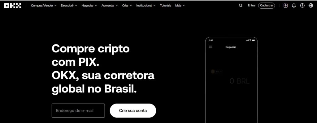 Tela de cadastro na OKX