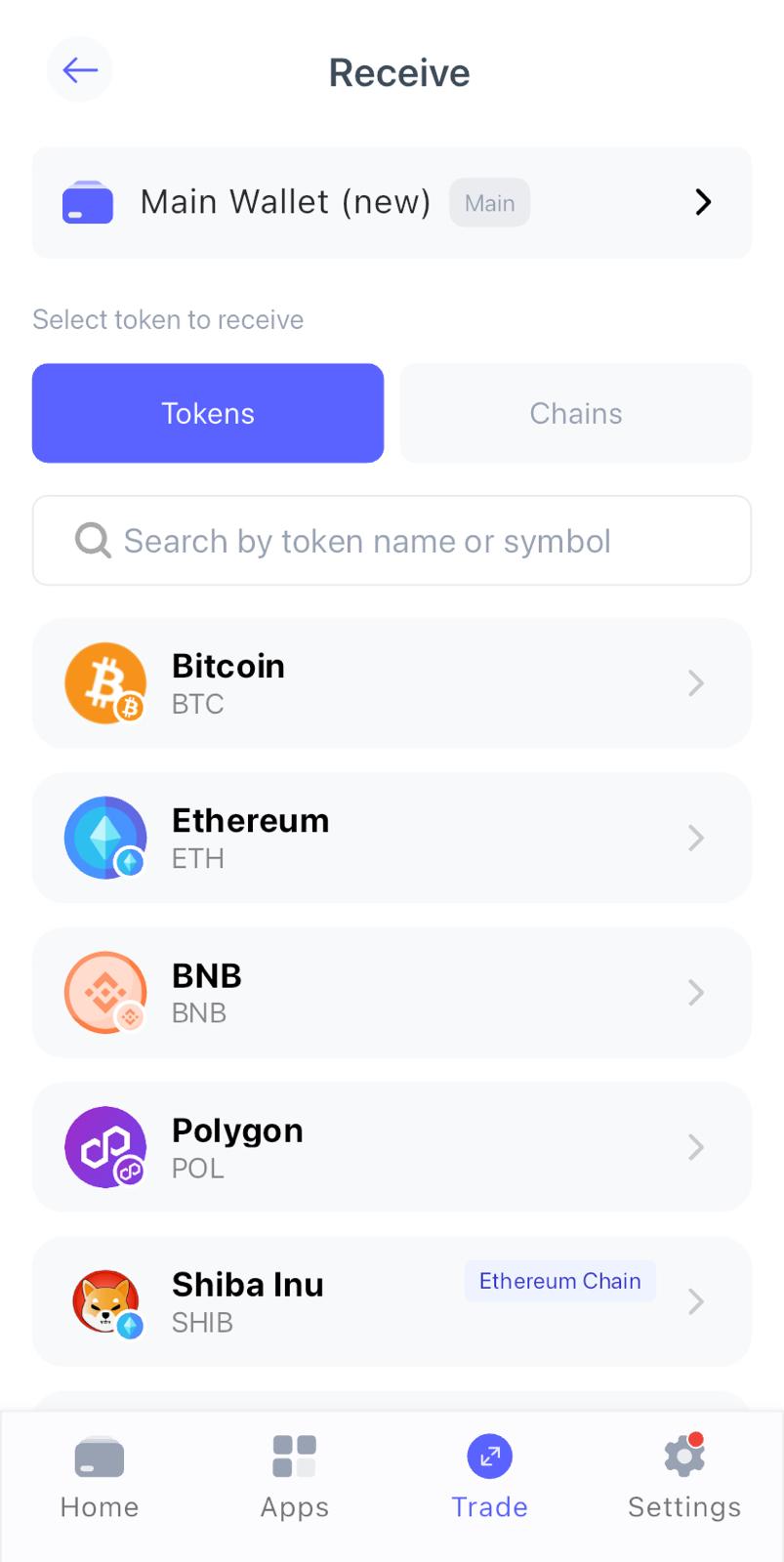 Imagem mostra seleção de moedas para trading na Best Wallet, incluindo Ethereum