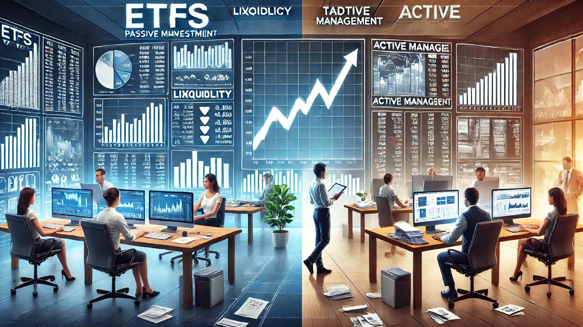 Ilustração comparativa entre ETFs e Fundos de Investimento Tradicionais