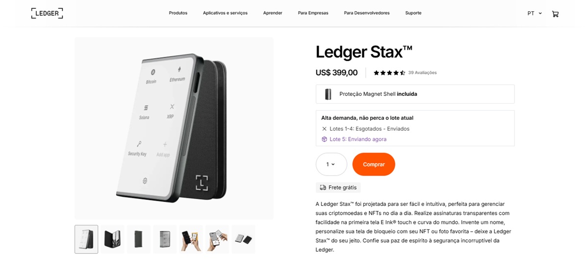 Ledger Stax é uma carteira de hardware não custodial renomada