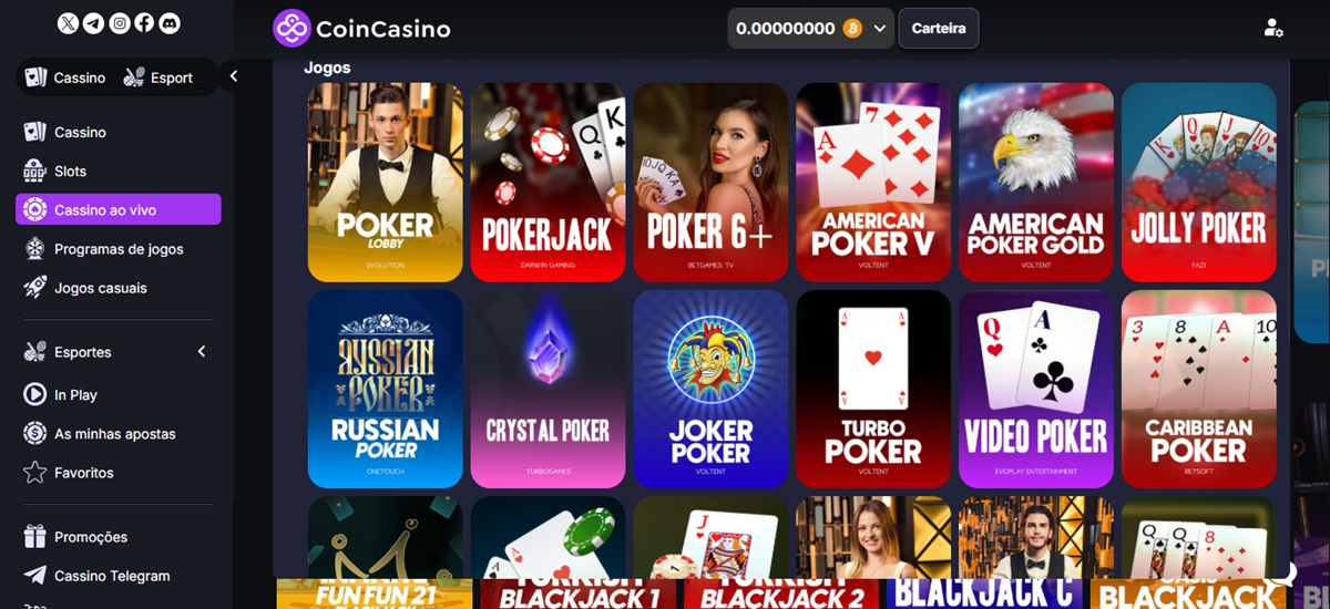 Há mais de 20 opções de Bitcoin Poker disponíveis no CoinCasino