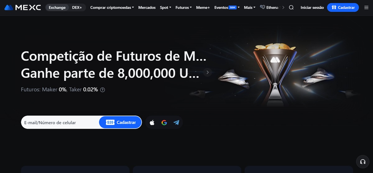 Página inicial da MEXC