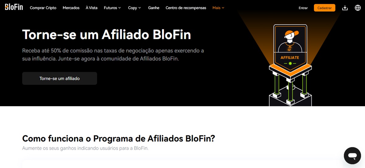 Programa de afiliados da BloFin oferece até 50% de taxas em criptomoedas