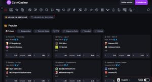 Tela das apostas esportivas em CoinCasino para analise