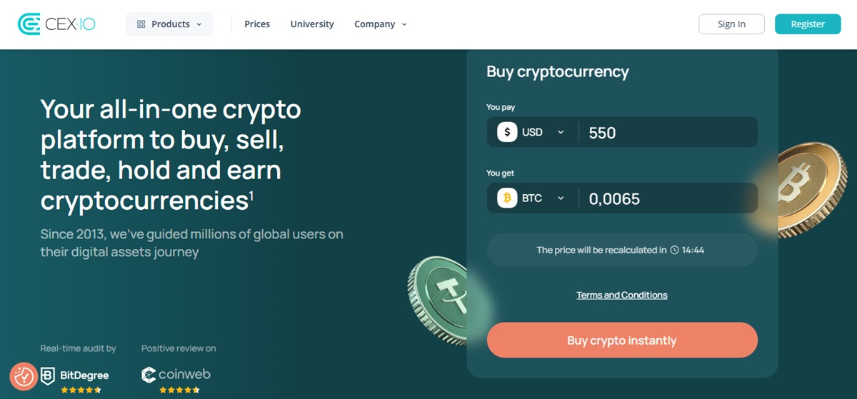 Na CEX.IO é possível investir nos principais criptoativos