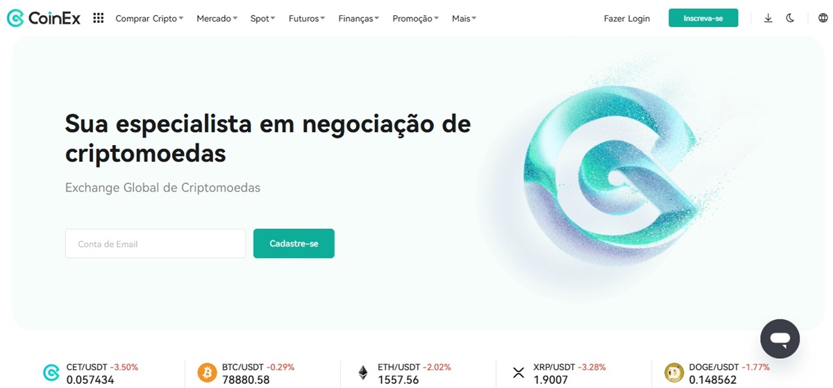 CoinEx é uma plataforma que possibilita comprar criptomoedas com cartão de crédito