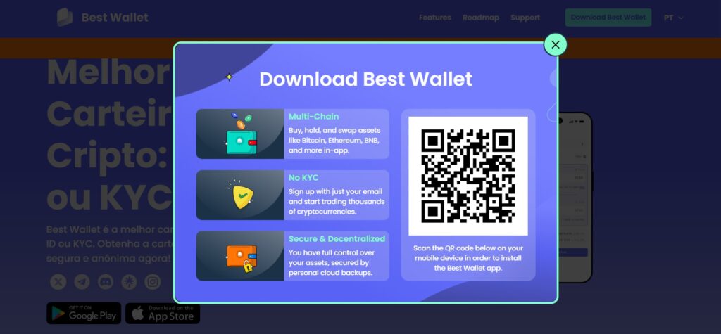 Tela para escanear o QR Code da Best Wallet