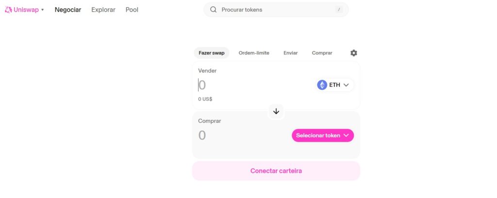 Homepage da Uniswap, um dos melhores procolos DeFi
