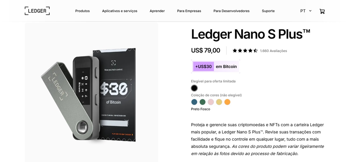 Ledger Nano S Plus é uma Hardware Wallet compatível com ERC20