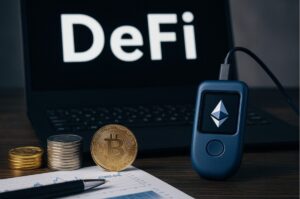 Imagem representando a DeFi, uma criptomoeda respaldada por um ativo do mundo real.