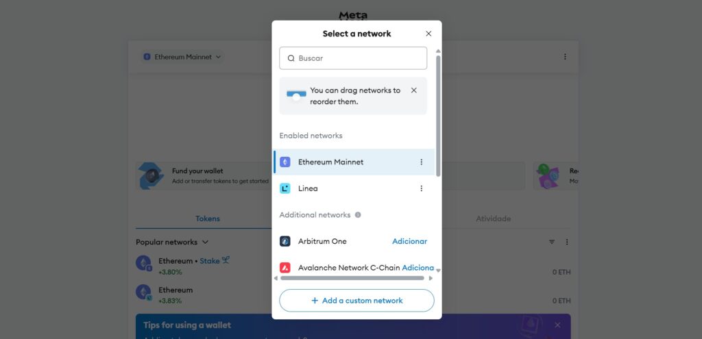 Adicionar extensao carteira Polygon na Metamask