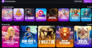 Tela dos slots disponiveis em CoinCasino