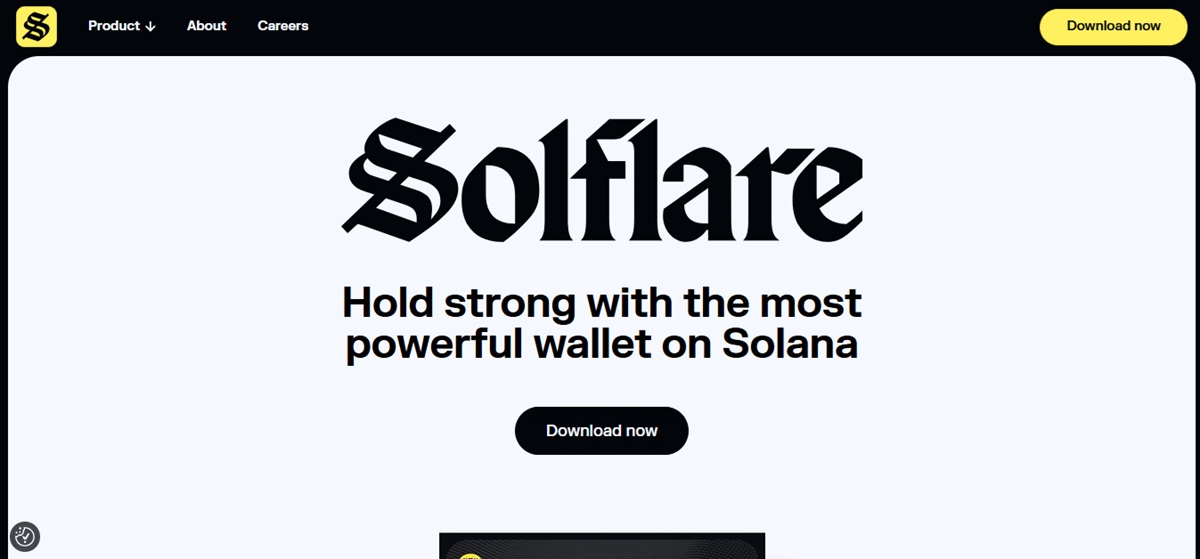 Página inicial da Solflare, carteira Solana
