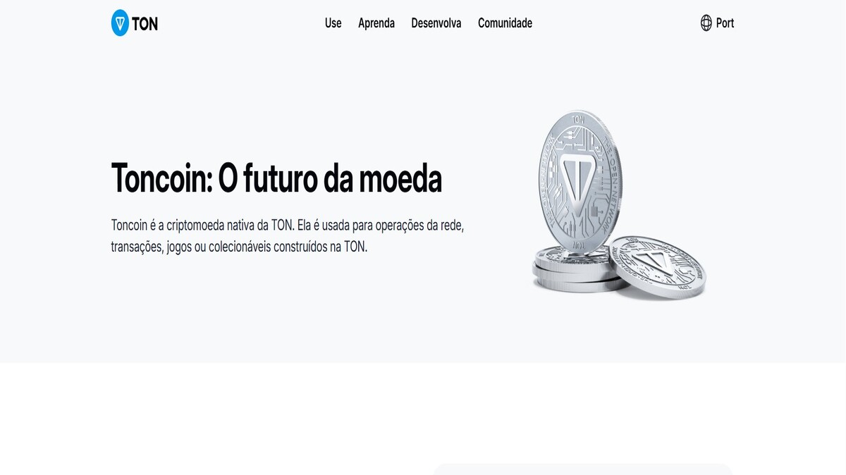 Imagem da homepage de Toncoin