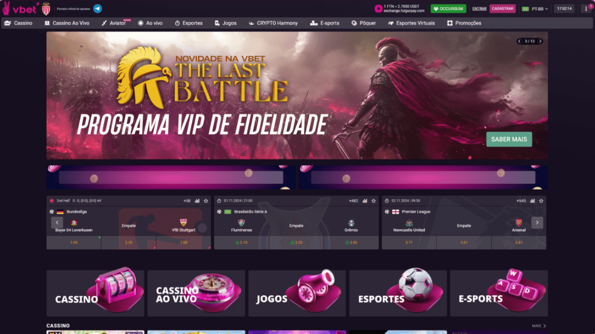 VBet — Streaming ao Vivo e Saques Rápidos