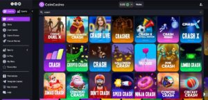 No CoinCasino é possível apostar na interface do Telegram, incluindo crash games