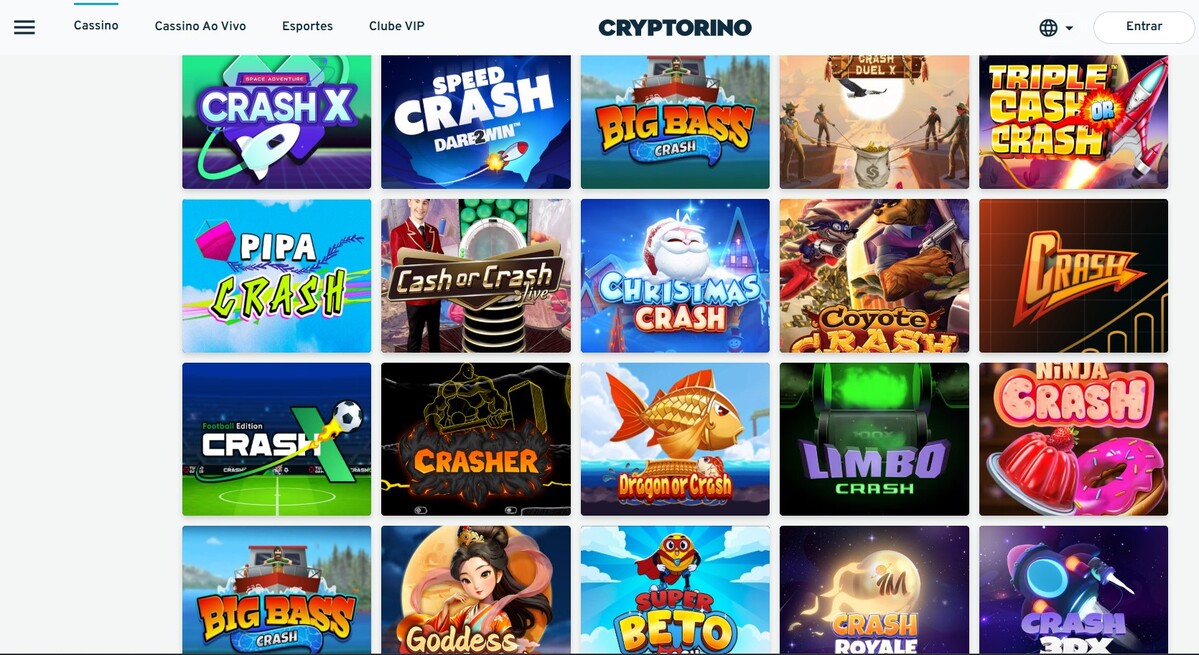 Catálogo de crash games do Cryptorino é uma alternativa ao Stake
