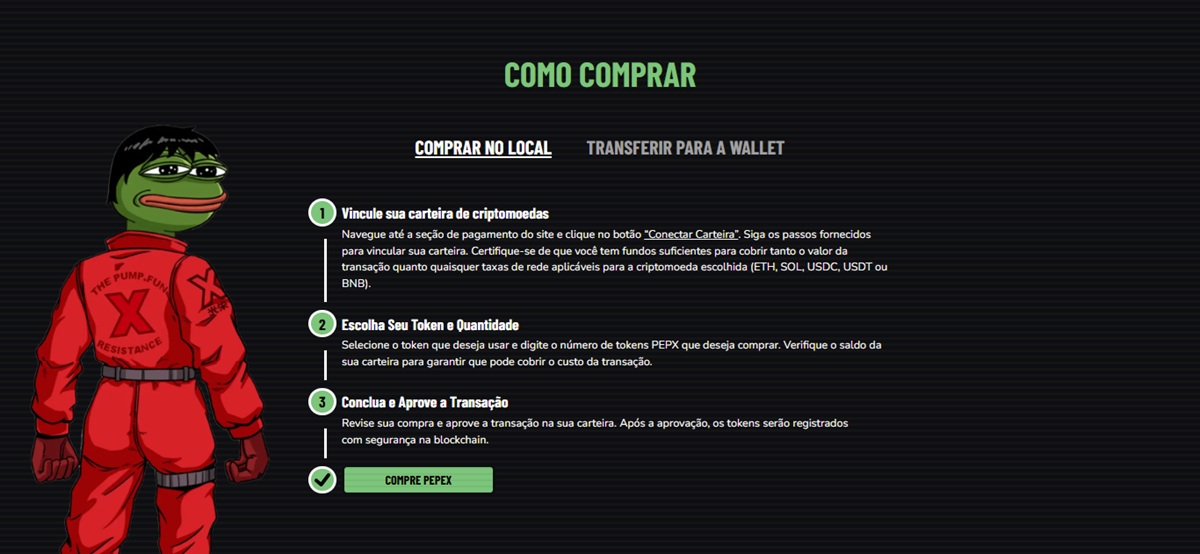 Guia passo a passo para comprar PepeX