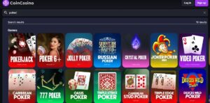 Lobby dos jogos online que o CoinPoker oferece