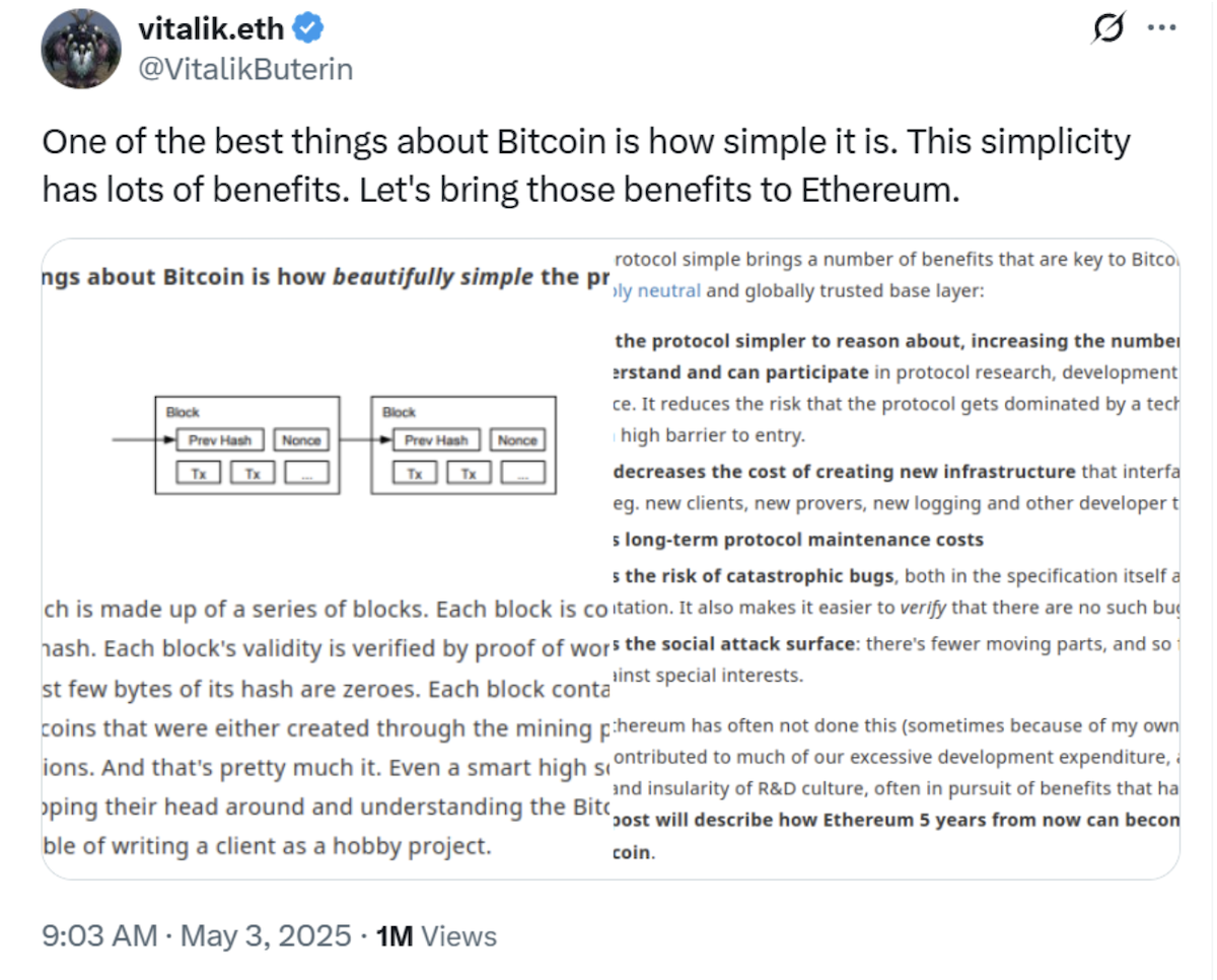 post do criador do ethereum, vitalik buterin
