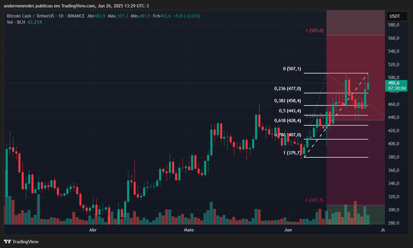 Gráfico do BCH no TradingView