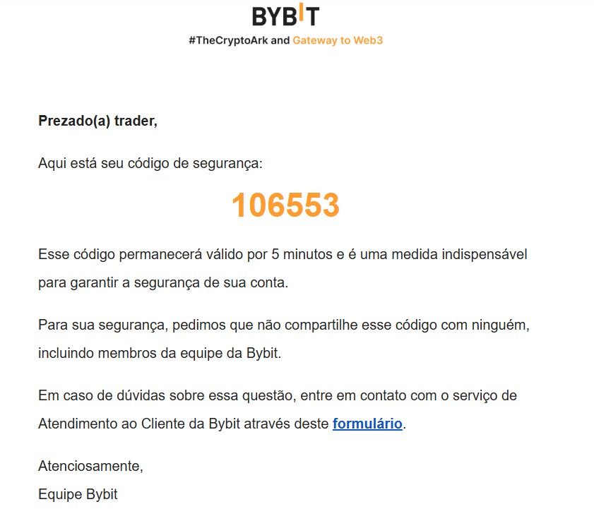 A plataforma envia codigo de segurança para cadastro
