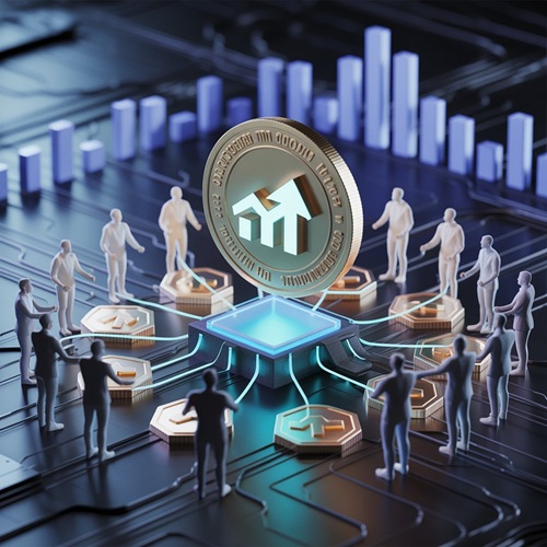 Grupo diversificado de investidores em círculo segurando ou depositando tokens