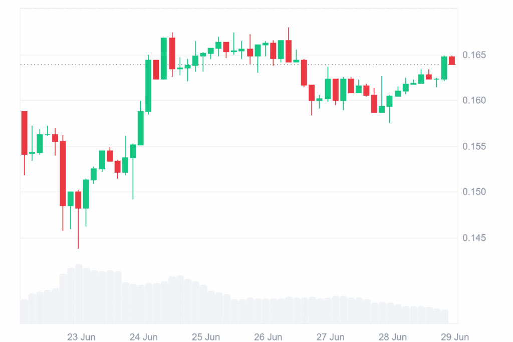Upside de 20%: Dogecoin entra em resistência e sinaliza caminho até $0.21
