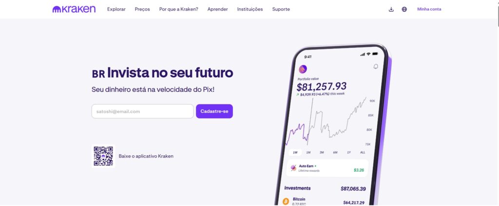 Página inicial da Kraken