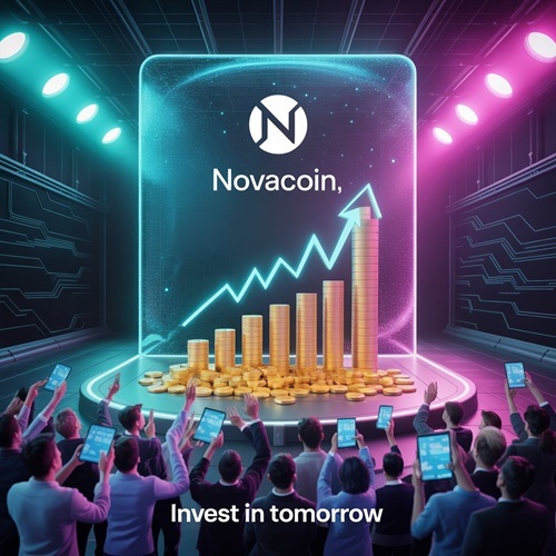 Ilustração de um lançamento de tokens em estilo high-tech corporativo