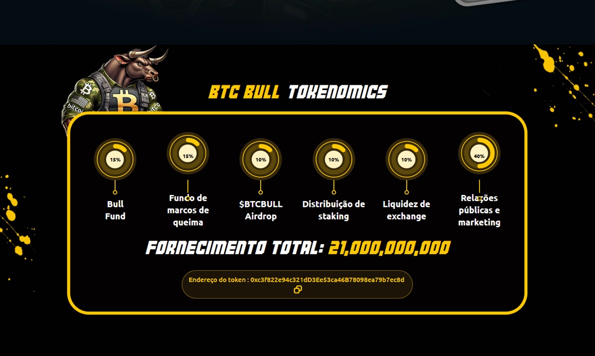 Tela com dados do tokenomics do BTC Bull