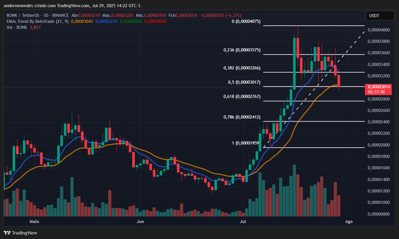 Gráfico da Bonk (BONK) no TradingView