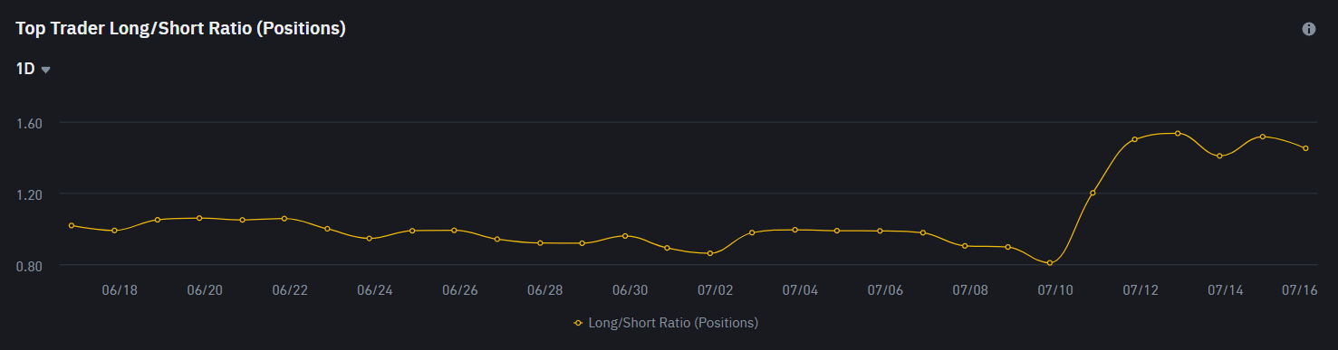Top Trader Long/Short Ratio (Positions). Fonte: Binance