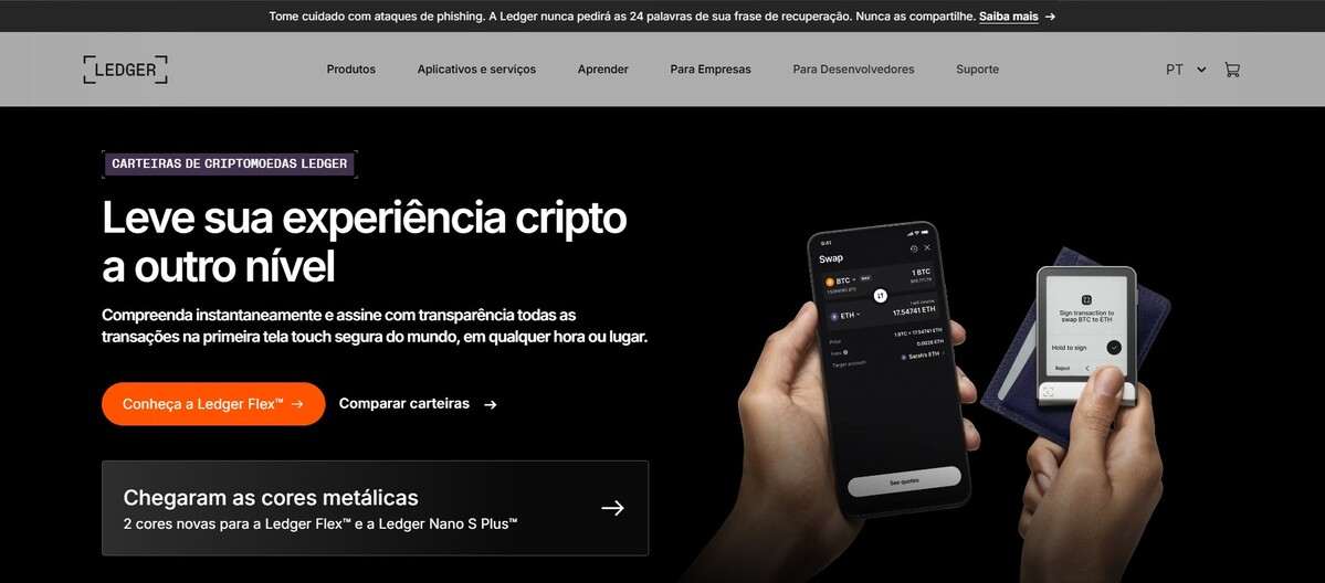 A Ledger é uma carteira de hardware (cold wallet) usada para armazenar criptomoedas com máxima segurança