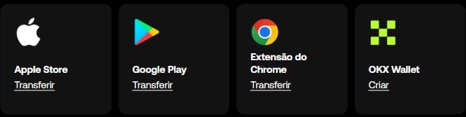 Baixar a wallet por extensão ou app