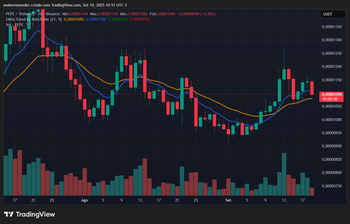 Gráfico da Pepe (PEPE) no TradingView