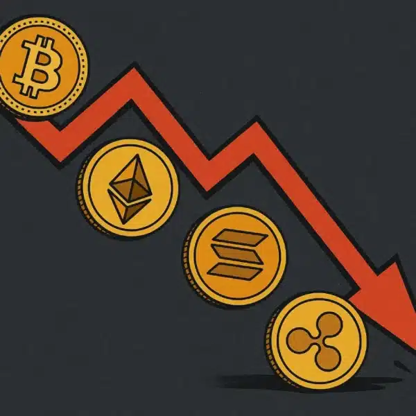 Dia de crash no mercado cripto: BTC, ETH, SOL e XRP a cair