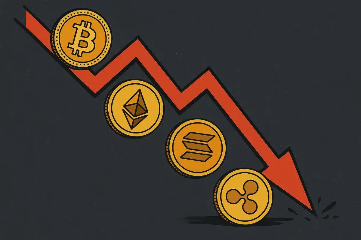 Dia de crash no mercado cripto: BTC, ETH, SOL e XRP a cair