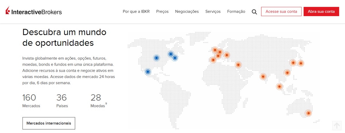Interactive Brokers está disponível em mais de 200 países, incluindo o Brasil