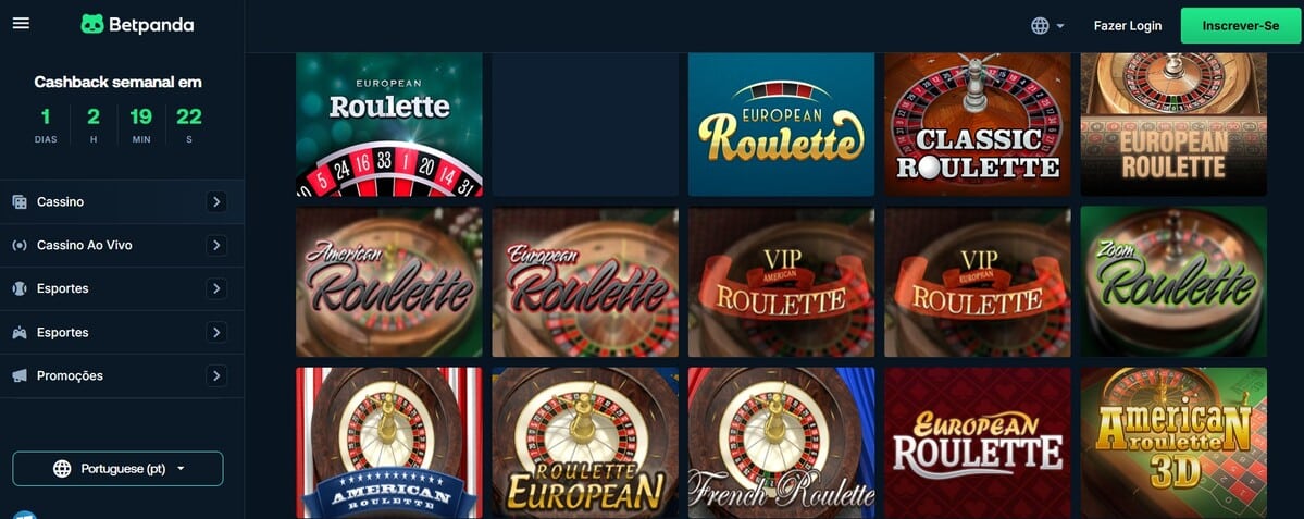BetPanda tem mais de 70 titulos de roleta online