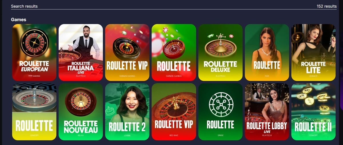 Catálogo de roleta online no CoinCasino