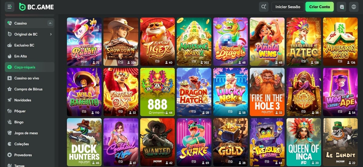 O BC Game tem os melhores slots online no catalogo