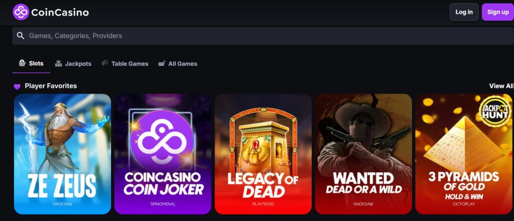 O CoinCasino tem alguns dos melhores slots do mercado em seu catalogo